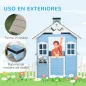 Casita Infantil de Madera Casa de Juegos Exterior para Niños de 3-7 Años 51x112,5x142 cm Azul