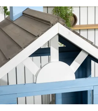 Casita Infantil de Madera Casa de Juegos Exterior para Niños de 3-7 Años 51x112,5x142 cm Azul