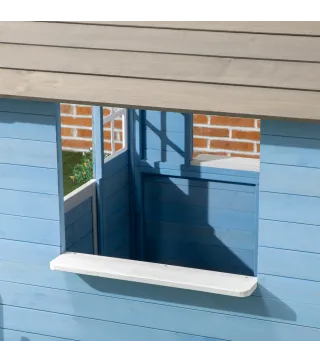 Casita Infantil de Madera Casa de Juegos Exterior para Niños de 3-7 Años 51x112,5x142 cm Azul