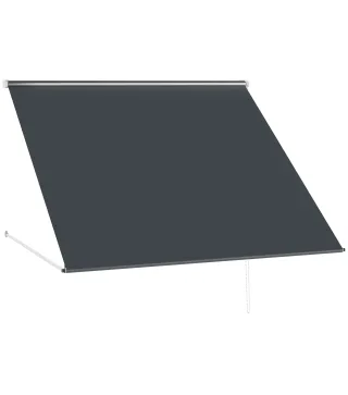 Toldo Retráctil de Exterior con Marco de Aluminio Ángulo de Inclinación Ajustable Anti-UV 150x120 cm Gris Oscuro