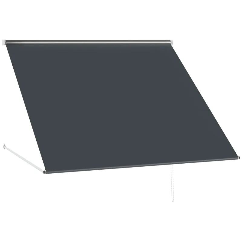 Toldo Retráctil de Exterior con Marco de Aluminio Ángulo de Inclinación Ajustable Anti-UV 150x120 cm Gris Oscuro