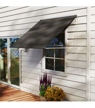 Toldo Retráctil de Exterior con Marco de Aluminio Ángulo de Inclinación Ajustable Anti-UV 150x120 cm Gris Oscuro