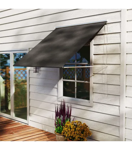 Toldo Retráctil de Exterior con Marco de Aluminio Ángulo de Inclinación Ajustable Anti-UV 150x120 cm Gris Oscuro
