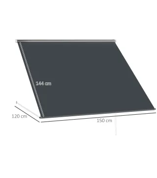 Toldo Retráctil de Exterior con Marco de Aluminio Ángulo de Inclinación Ajustable Anti-UV 150x120 cm Gris Oscuro