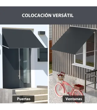 Toldo Retráctil de Exterior con Marco de Aluminio Ángulo de Inclinación Ajustable Anti-UV 150x120 cm Gris Oscuro