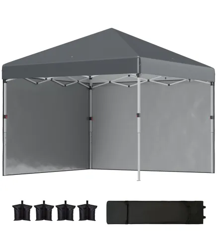 Carpa Plegable Pop-up 3x3 m 2 Paredes Laterales Anti-UV Altura Ajustable Sacos de Arena Bolsa de Transporte Gris Oscuro
