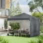 Carpa Plegable Pop-up 3x3 m 2 Paredes Laterales Anti-UV Altura Ajustable Sacos de Arena Bolsa de Transporte Gris Oscuro