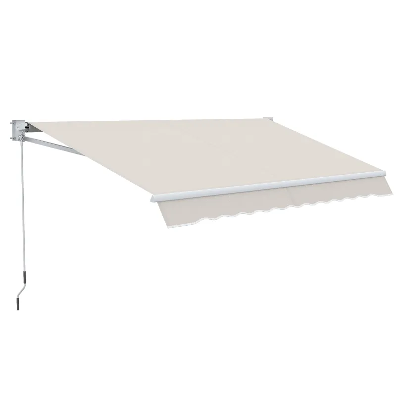 Toldo de Pared Apertura Manual de Aluminio y Poliéster UV50+ para Exterior con Manivela 200x295 cm Blanco Crema