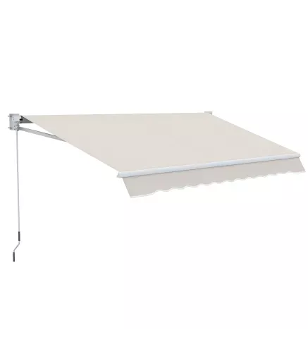 Toldo de Pared Apertura Manual de Aluminio y Poliéster UV50+ para Exterior con Manivela 200x295 cm Blanco Crema
