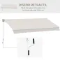 Toldo de Pared Apertura Manual de Aluminio y Poliéster UV50+ para Exterior con Manivela 200x295 cm Blanco Crema