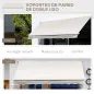 Toldo de Pared Apertura Manual de Aluminio y Poliéster UV50+ para Exterior con Manivela 200x295 cm Blanco Crema