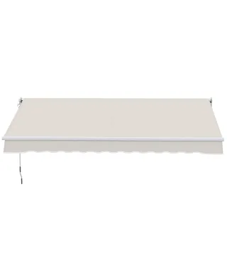 Toldo de Pared Apertura Manual de Aluminio y Poliéster UV50+ para Exterior con Manivela 200x295 cm Blanco Crema