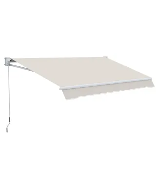 Toldo de Pared Apertura Manual de Aluminio y Poliéster UV50+ para Exterior con Manivela 200x250 cm Blanco Crema