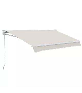 Toldo de Pared Apertura Manual de Aluminio y Poliéster UV50+ para Exterior con Manivela 200x250 cm Blanco Crema