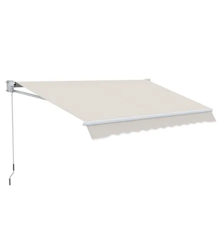 Toldo de Pared Apertura Manual de Aluminio y Poliéster UV50+ para Exterior con Manivela 200x250 cm Blanco Crema