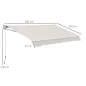Toldo de Pared Apertura Manual de Aluminio y Poliéster UV50+ para Exterior con Manivela 200x250 cm Blanco Crema