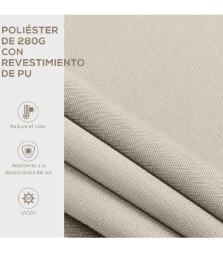 Toldo de Pared Apertura Manual de Aluminio y Poliéster UV50+ para Exterior con Manivela 200x250 cm Blanco Crema