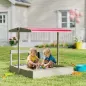 Arenero de Madera para Niños con Techo Regulable con Juguetes de Cocina Juego para Niños de 3-7 Años 114x110x110 cm Gris Arenero de Madera para Niños con Techo Regulable con Juguetes de Cocina Juego para Niños de 3-7 Años 114x110x110 cm Gris