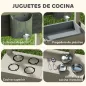 Arenero de Madera para Niños con Techo Regulable con Juguetes de Cocina Juego para Niños de 3-7 Años 114x110x110 cm Gris