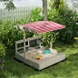 Arenero de Madera para Niños con Techo Regulable con Juguetes de Cocina Juego para Niños de 3-7 Años 114x110x110 cm Gris Arenero de Madera para Niños con Techo Regulable con Juguetes de Cocina Juego para Niños de 3-7 Años 114x110x110 cm Gris