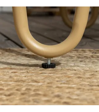 Conjunto de Jardín de Ratán Sintético con Sofá Doble 2 Sillones y Mesa de Centro con Encimera de Cristal y Cojines