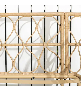 Conjunto de Jardín de Ratán Sintético con Sofá Doble 2 Sillones y Mesa de Centro con Encimera de Cristal y Cojines