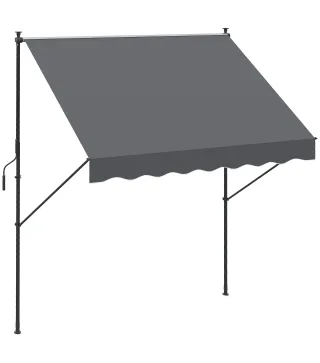 Toldo Manual Retráctil 200x175x210-310 cm Ajustable con Manivela Protección Solar UV40+ para Balcón Terraza Gris