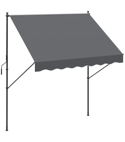 Toldo Manual Retráctil 200x175x210-310 cm Ajustable con Manivela Protección Solar UV40+ para Balcón Terraza Gris