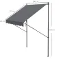 Toldo Manual Retráctil 200x175x210-310 cm Ajustable con Manivela Protección Solar UV40+ para Balcón Terraza Gris