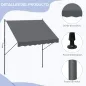 Toldo Manual Retráctil 200x175x210-310 cm Ajustable con Manivela Protección Solar UV40+ para Balcón Terraza Gris