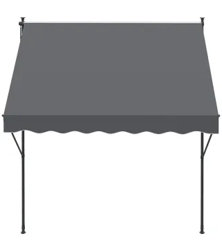 Toldo Manual Retráctil 200x175x210-310 cm Ajustable con Manivela Protección Solar UV40+ para Balcón Terraza Gris