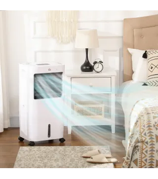 Enfriador de Aire Portátil Silencioso Aire Acondicionado con Pantalla LED y Control Remoto 32x37x74 cm Blanco