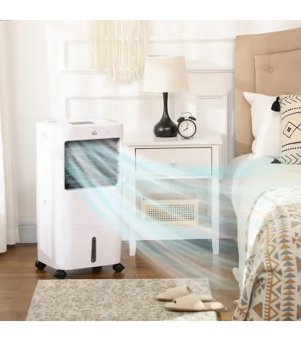 Enfriador de Aire Portátil Silencioso Aire Acondicionado con Pantalla LED y Control Remoto 32x37x74 cm Blanco