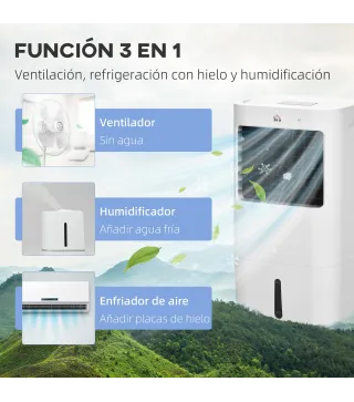Enfriador de Aire Portátil Silencioso Aire Acondicionado con Pantalla LED y Control Remoto 32x37x74 cm Blanco