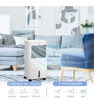 Enfriador de Aire Portátil Silencioso Aire Acondicionado con Pantalla LED y Control Remoto 32x37x74 cm Blanco