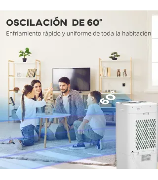 Enfriador de Aire Portátil Silencioso Aire Acondicionado con Pantalla LED y Control Remoto 32x37x74 cm Blanco