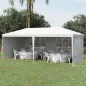 Carpa de Jardín 6x3m con 4 Paredes Laterales 2 Ventanas Visibles Cenador Gazebo de Exterior para Fiestas Eventos Blanco