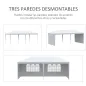 Carpa de Jardín 6x3m con 4 Paredes Laterales 2 Ventanas Visibles Cenador Gazebo de Exterior para Fiestas Eventos Blanco