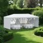 Carpa de Jardín 6x3m con 4 Paredes Laterales 2 Ventanas Visibles Cenador Gazebo de Exterior para Fiestas Eventos Blanco