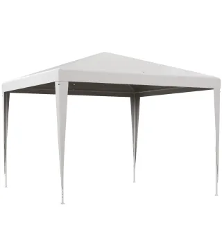 Carpa Desmontable de Jardín 3x3 m Gazebo Cenador para Exteriores con 4 Orificios de Drenaje y Tubo de Acero Blanco
