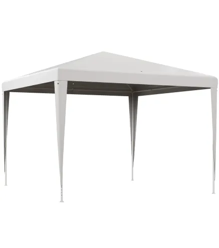 Carpa Desmontable de Jardín 3x3 m Gazebo Cenador para Exteriores con 4 Orificios de Drenaje y Tubo de Acero Blanco