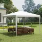 Carpa Desmontable de Jardín 3x3 m Gazebo Cenador para Exteriores con 4 Orificios de Drenaje y Tubo de Acero Blanco