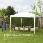Carpa Desmontable de Jardín 3x3 m Gazebo Cenador para Exteriores con 4 Orificios de Drenaje y Tubo de Acero Blanco