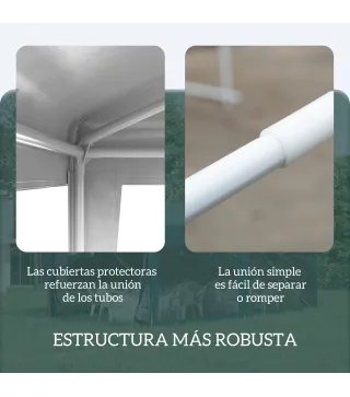 Carpa Desmontable de Jardín 3x3 m Gazebo Cenador para Exteriores con 4 Orificios de Drenaje y Tubo de Acero Blanco