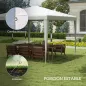 Carpa Desmontable de Jardín 3x3 m Gazebo Cenador para Exteriores con 4 Orificios de Drenaje y Tubo de Acero Blanco