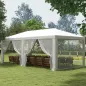 Carpa de Jardín 6x3 m con 6 Mosquiteras Laterales 2 Puertas con Cremallera para Terraza Patio Blanco