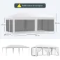 Carpa de Jardín 6x3 m con 6 Mosquiteras Laterales 2 Puertas con Cremallera para Terraza Patio Blanco