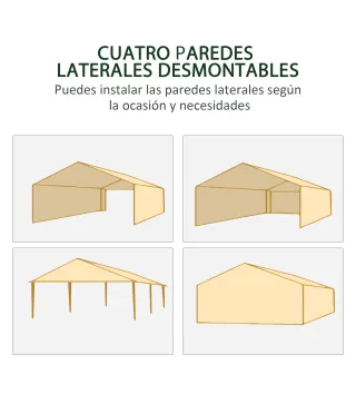Carpa de Jardín 6x3 m con 6 Mosquiteras Laterales 2 Puertas con Cremallera para Terraza Patio Blanco