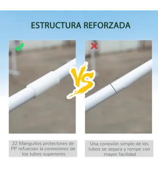 Carpa de Jardín 6x3 m con 6 Mosquiteras Laterales 2 Puertas con Cremallera para Terraza Patio Blanco