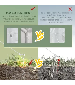 Carpa de Jardín 6x3 m con 6 Mosquiteras Laterales 2 Puertas con Cremallera para Terraza Patio Blanco